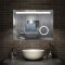 Aica miroir salle de bain LED avec anti-buée, miroir de luminosité réglable (Horloge +Miroir grossissant ×3 ) 140*80cm