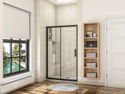 Porte de douche coulissante 160cm en verre anticalcaire porte de douche Noir mat avec l'amortisseur Hauteur 195cm