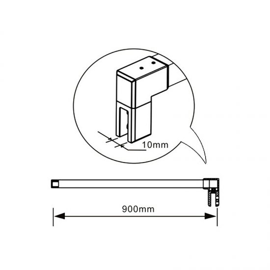 AICA paroi de douche industrielle noire 100x200cm avec un retour pivotant 30cm livré avec une barre de stabilisation 90cm - Cliquez sur l'image pour la fermer