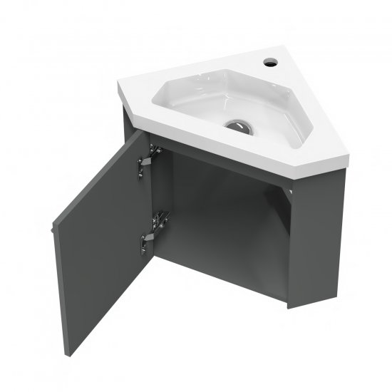 Meuble de salle de bain, Meuble sous vasque 1 portes à poser avec vasque, 40cm Anthracite - Cliquez sur l'image pour la fermer