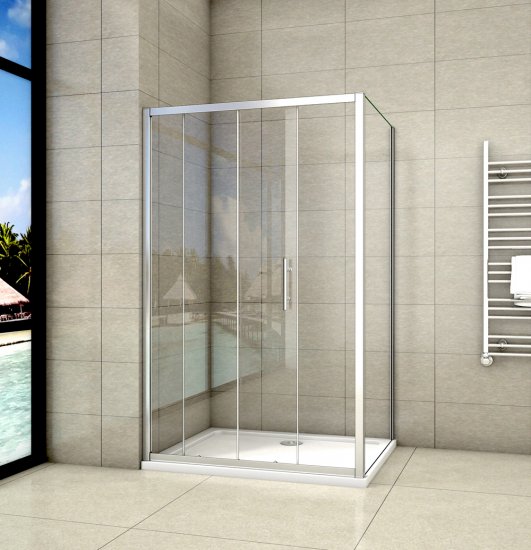 Cabine de douche 140x90x190cm porte de douche + paroi latérale - Cliquez sur l'image pour la fermer