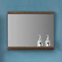 Aica Miroir De Salle De Bain Avec Tablette Miroir De Courtoisie 60(l)x12(p)x50cm(h) Chêne brun
