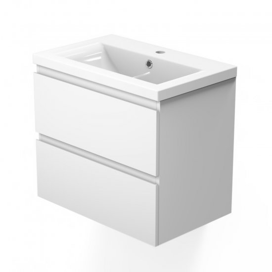 Meuble de salle de bain, Meuble de rangement avec lavabo, Meuble sous vasque suspendu, Blanc 50cm
