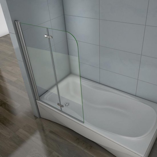 Aica 90cm pare-baignoire à 2 volets en verre sécurité bande central dépoli,pare baignoire pivotant avec écran de baignoire,différentes dimensions - Cliquez sur l'image pour la fermer