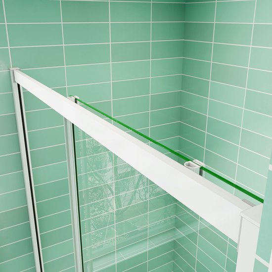 AICA porte de douche coulissante 100x190cm profilé blanc installation en niche - Cliquez sur l'image pour la fermer