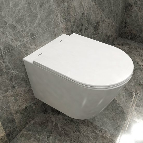 AICA WC Suspendu Sans Bride Avec Abattant Soft-Close Blanc U