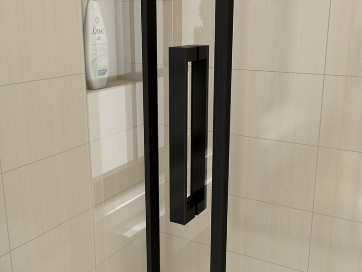 Porte de douche coulissante 120cm en verre anticalcaire porte de douche Noir mat avec l'amortisseur Hauteur 195cm - Cliquez sur l'image pour la fermer