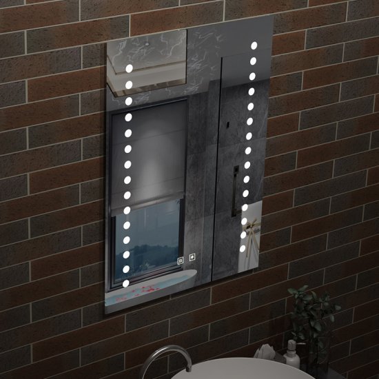 Miroir LED miroir de salle de bain Miroir lumineux 60x80cm anti-buée modèle de mulpoint - Cliquez sur l'image pour la fermer