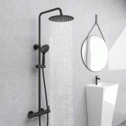 AICA Colonne de douche thermostatique, colonne de douche chromée avec robinet, réglable en hauteur