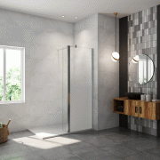 AICA paroi de douche à l'italienne 90x200cm Modèle Brume avec retour pivotant 40x200cm, paroi de douche avec barre de fixation 140cm en carré AICA paroi de douche à l'italienne 90x200cm Modèle Brume avec retour pivotant 40x200cm, paroi de douche avec barre de fixation 140cm en carré