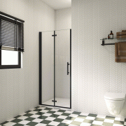 AICA porte de douche noire 100x195cm en verre anticalcaire AICA porte de douche noire 100x195cm en verre anticalcaire