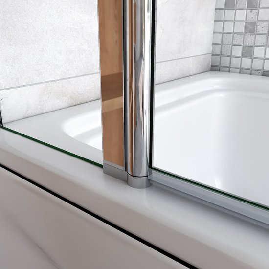 Pare-baignoire 100cm pivotant vers l'extérieur ou l'intérieur en verre trempé clair Hauteur 140cm écran de douche avec 2 étagères - Cliquez sur l'image pour la fermer