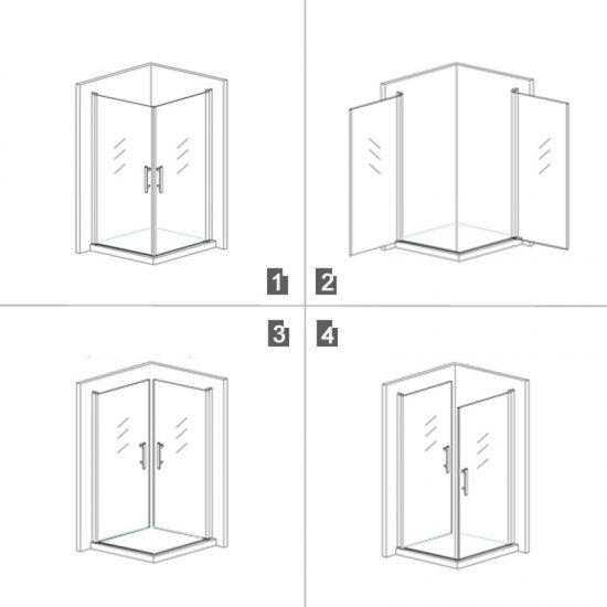 Aica porte de douche 100x100x197cm porte pivotante porte de douche paroi de douche cabine de douche verre anticalcaire - Cliquez sur l'image pour la fermer
