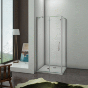 Aica 90x76x195cm cabine de douche cabine de douche à charnière avec paroi de douche 76cm et barre de fixation tourne 360°