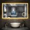 Miroir de salle de bain 140cmx80cm avec LED couleur et luminosité réglables + anti-buée + Miroir grossissant + Horloge numérique