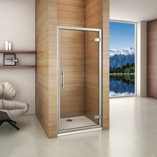 Aica porte de douche pivotante 100x185cm verre securit installation en niche - Cliquez sur l'image pour la fermer