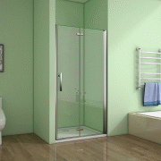 Aica porte de douche pivotante 90x195cm en verre anticalcaire et clair, installation en niche