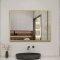 Aica Miroir Mural de Salle de Bain Rectangle doré 60 x80cm, cadre en aluminium miroir pour Salle de Bain + Salon + WC horizontal et vertical