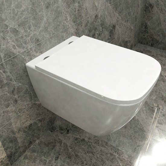 AICA WC Suspendu Sans Bride Avec Abattant Soft-Close Blanc U