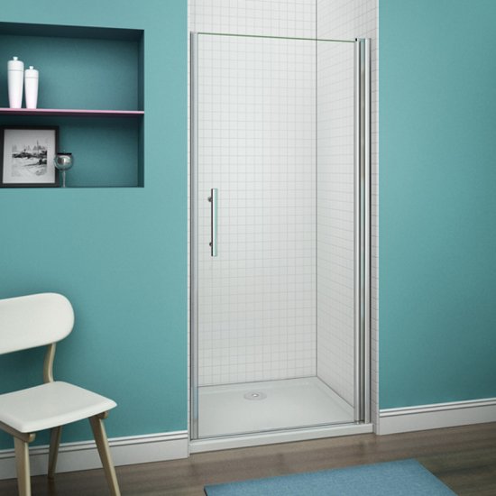 Aica porte de douche 80x187cm paroi de douche porte pivotante en niche verre anticalcaire - Cliquez sur l'image pour la fermer