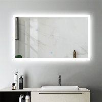 AICA Miroir de salle de bain avec éclairage LED avec anti-buée Modèle soleil 100x60cm