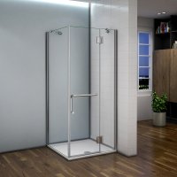 Aica 90x70x190cm cabine de douche porte de douche paroi de douche cabine de douche à charnière avec barre de fixation 360°