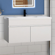 meuble de salle de bain meuble de rangement sous vasque avec lavabo 80cm à suspendre