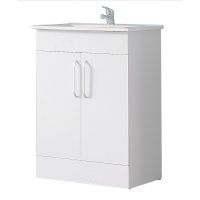 Meuble de salle de bain, Meuble sous vasque 2 portes à poser avec vasque, 58cm Blanc