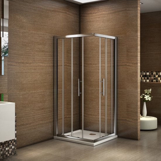 Aica porte de douche coulissante 80x76x185cm cabine de douche porte coulissante paroi de douche accès d'angle verre sécurit - Cliquez sur l'image pour la fermer