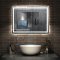 Aica 80x60cm Miroir de salle de bain anti-buée+ LED miroir+ Horizantal et vertical+Interrupteur mural