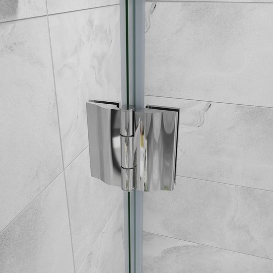 Aica porte de douche pivotante, 80x80x190cm, paroi de douche battante, cabine de douche accès d’angle à charnière, porte-serviette, verre anticalcaire - Cliquez sur l'image pour la fermer