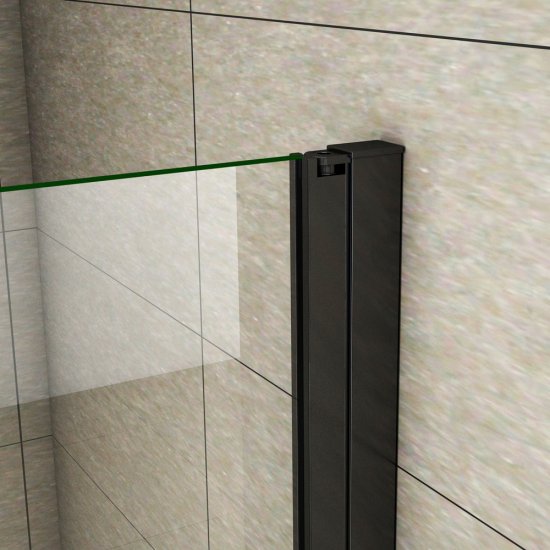 AICA cabine de douche 80x80cm porte de douche pivotante noir en 8mm verre anticalcaire hauteur:200cm - Cliquez sur l'image pour la fermer