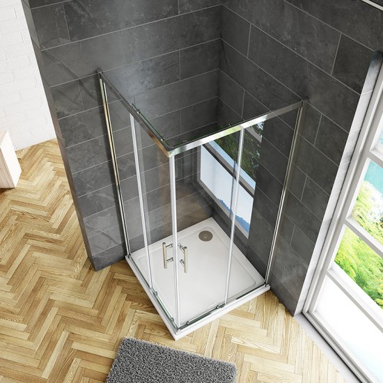Aica 80x80 cabine de douche accaccès d'angle, cabine de douche carré porte de douche coulissante sans receveur de douche - Cliquez sur l'image pour la fermer