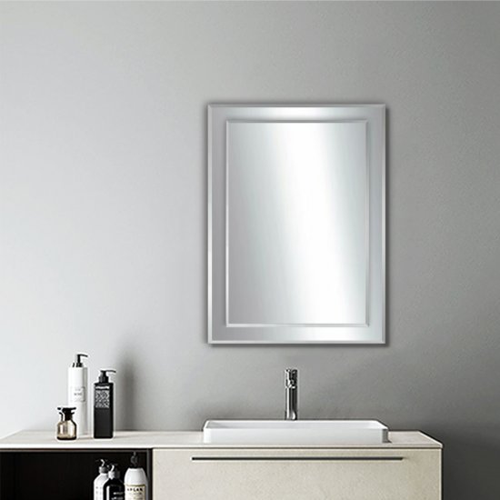 Miroir cosmétique mural biseauté rectangulaire double épaisseur 65cmx90cm - Cliquez sur l'image pour la fermer