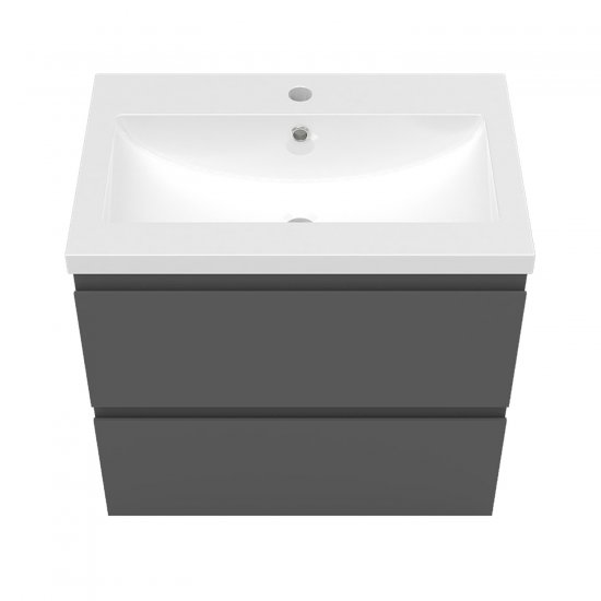 Meuble de salle de bain, Meuble de rangement avec lavabo, Meuble sous vasque suspendu, Anthracite 60cm - Cliquez sur l'image pour la fermer
