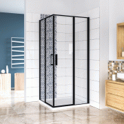 AICA cabine de douche 140x100x185cm en verre anticalcaire cabine de douche rectangulaire profilé noir mat