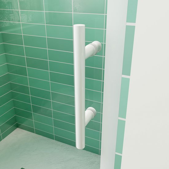 AICA porte de douche coulissante 140x190cm profilé blanc installation en niche - Cliquez sur l'image pour la fermer