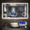 AICA Sanitaire avec Bluetooth+3couleurs LED réglables + anti-buée + Miroir grossissant x 3+Date+Température 80*60cm