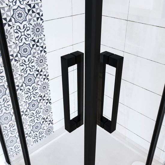 AICA cabine de douche 140x140x185cm en verre anticalcaire cabine de douche carrée profilé noir mat - Cliquez sur l'image pour la fermer