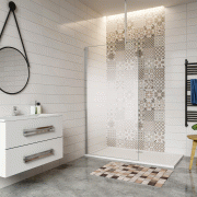 Aica paroi de douche 120x200cm paroi de douche à l'italienne avec barre de maintien au plafond modèle Brume