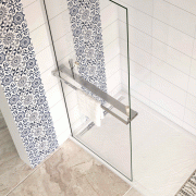 AICA Étagère de rangement longue avec porte-serviettes 2 en 1 : 100cm, aluminium chromé, pour douche à l'italienne (verre 8 mm)