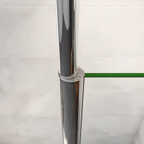 AICA paroi de douche à l'italienne 80x200cm Modèle Brume, avec barre de fixation au plafond 203-320cm Paroi latérale fixe en 8mm verre de sécurité - Cliquez sur l'image pour la fermer