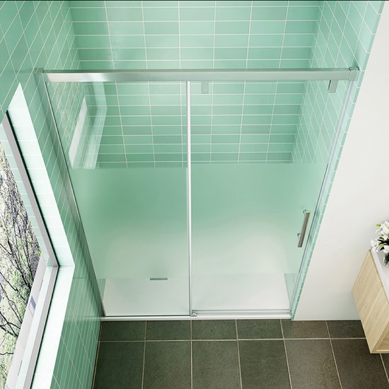 AICA porte de douche coulissante 160x190cm verre sablé au centre avec l'amortisseur porte coulissante - Cliquez sur l'image pour la fermer
