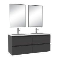 Meuble salle de bain double vasque 120cm Anthracite meuble acve miroir - Aica