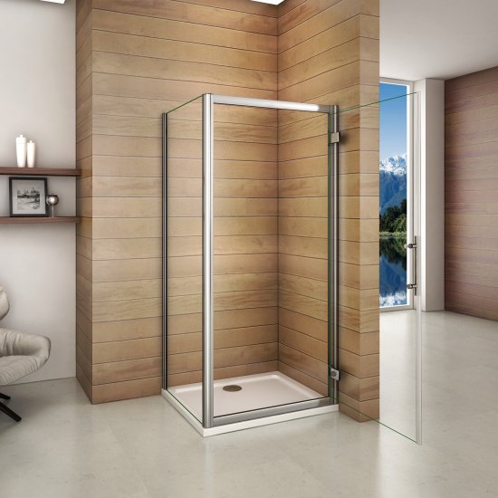 Aica cabine de douche 100x90x185cm porte de pivotante avec une paroi de douche - Cliquez sur l'image pour la fermer