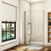 AICA porte de douche pivotante 100x197cm porte de douche avec 1 élément fixe en 6mm verre anticalcaire