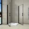 AICA cabine de douche 100x100cm porte de douche pivotante noir en 8mm verre anticalcaire hauteur:200cm