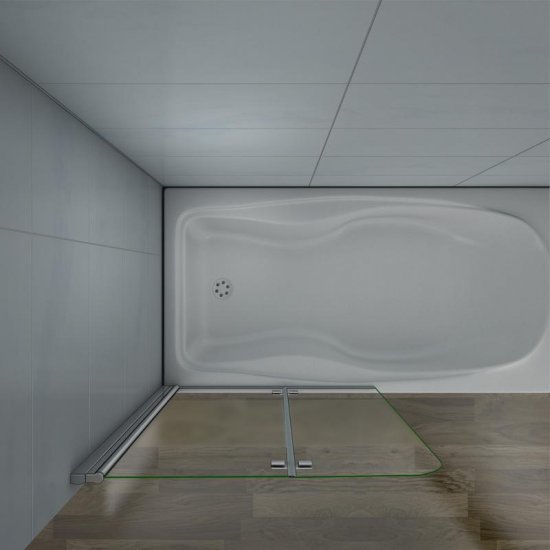 Aica 120cm pare-baignoire à 2 volets en verre sécurité bande central dépoli,pare baignoire pivotant avec écran de baignoire,différentes dimensions - Cliquez sur l'image pour la fermer