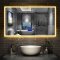 Aica Miroir salle de bain LED avec anti-buée, miroir de luminosité réglable (Horloge +Bluetooth+Date+Température ) 140*80cm