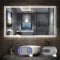 AICA Miroir de Salle de Bain LED avec Bluetooth 80 x 60cm, Miroir Salle de Bain avec Horloge + 3 Couleurs + Dimmable + Anti-buée, Miroir avec Interrup